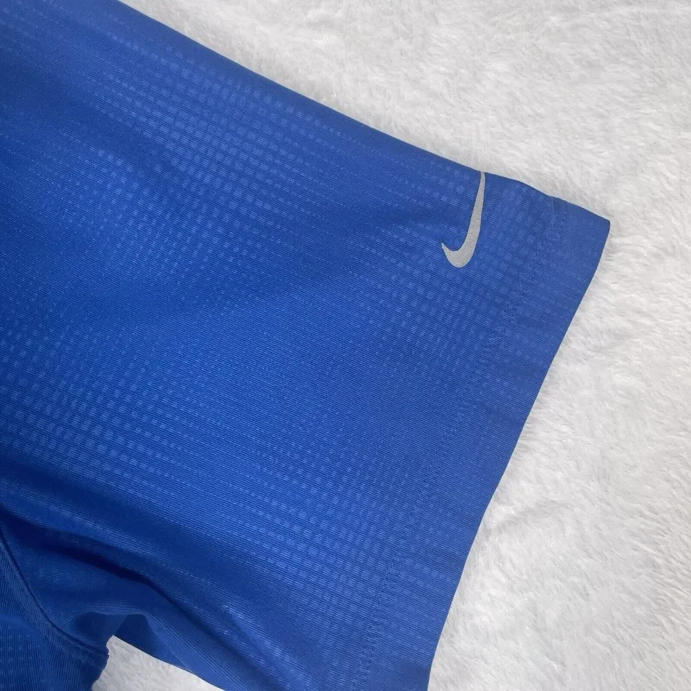 NIKE Dri Fit Tour Performance Golf Polo Blue Men's Size Large Crest Invitational